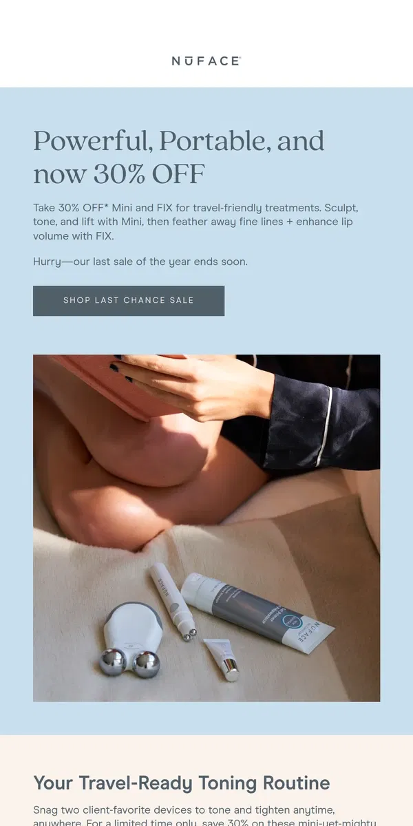 Email from NuFACE. Take the Treatment Room Experience with You