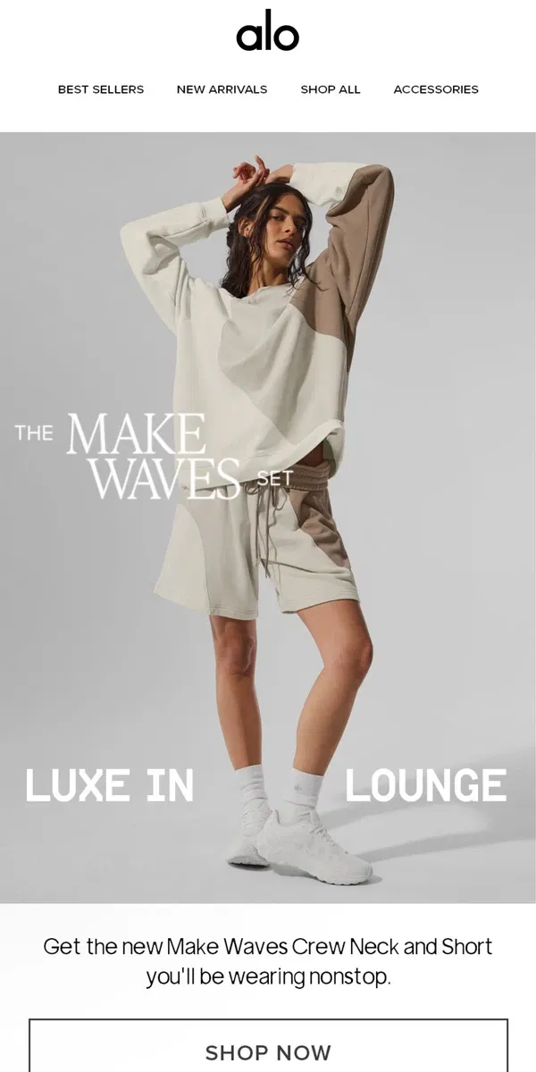 Email from Alo Yoga. NEW Make Waves set