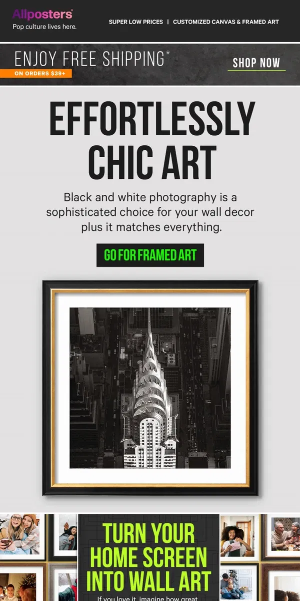 Email from AllPosters. Art that goes with any style