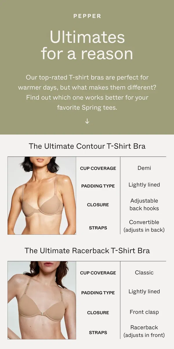 Email from Pepper. INSIDE: Your New Favorite T-Shirt Bra