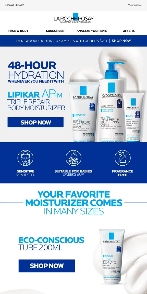 Email from La Roche-Posay. FREE SAMPLES! Renew Your Skincare Routine Today.