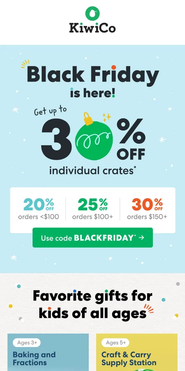 Email from KiwiCo. Don’t 👏miss 👏 these 👏 deals 👏