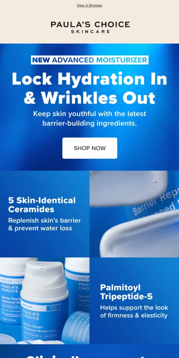 Email from Paula's Choice. NEW! More Hydration—Fewer Wrinkles 💙