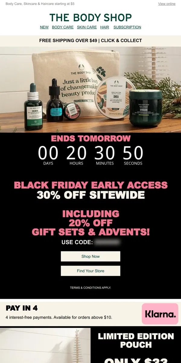 Email from The Body Shop. Last Chance: 30% Off EVERYTHING Ends Tomorrow! Shop Now from $5 🚨