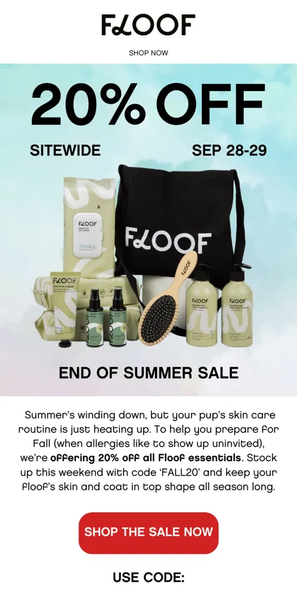 Email from Floof. Your Dog Deserves This – 20% Off Floof Essentials!