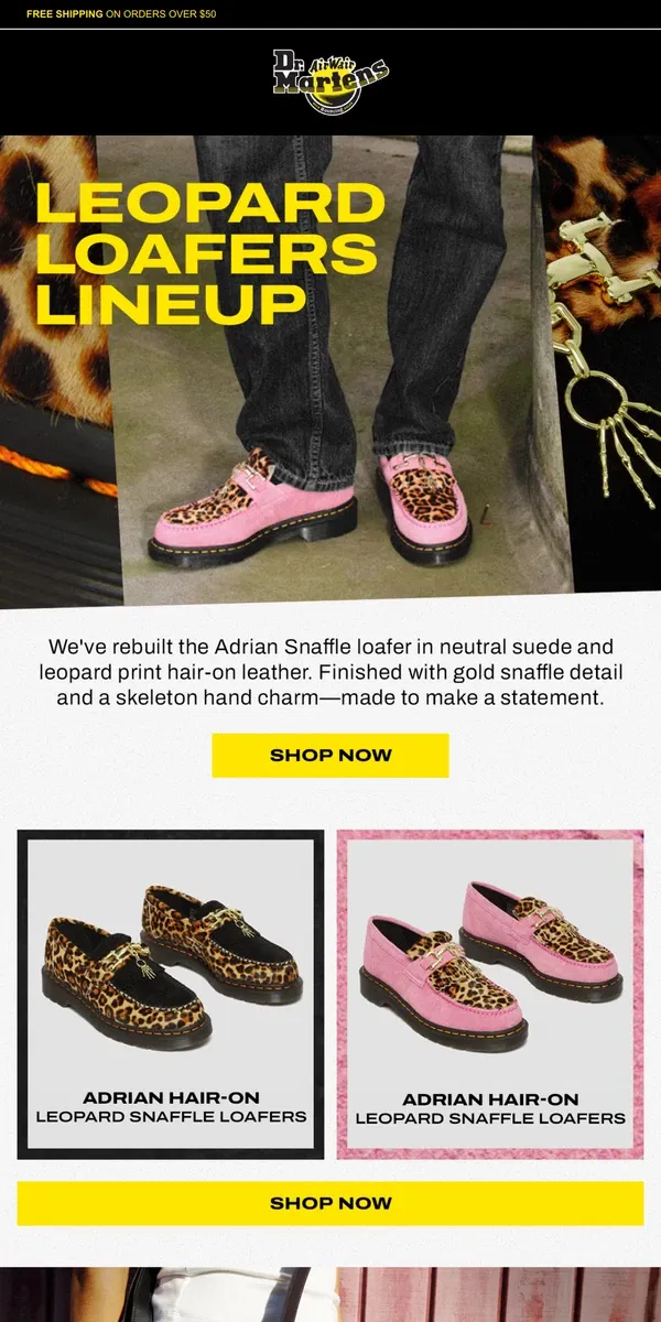 Email from Dr. Martens. Shop new leopard print loafers