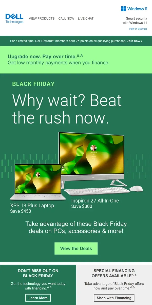 Email from Dell. Black Friday: Limited-quantity deals are live. Save up to $600!