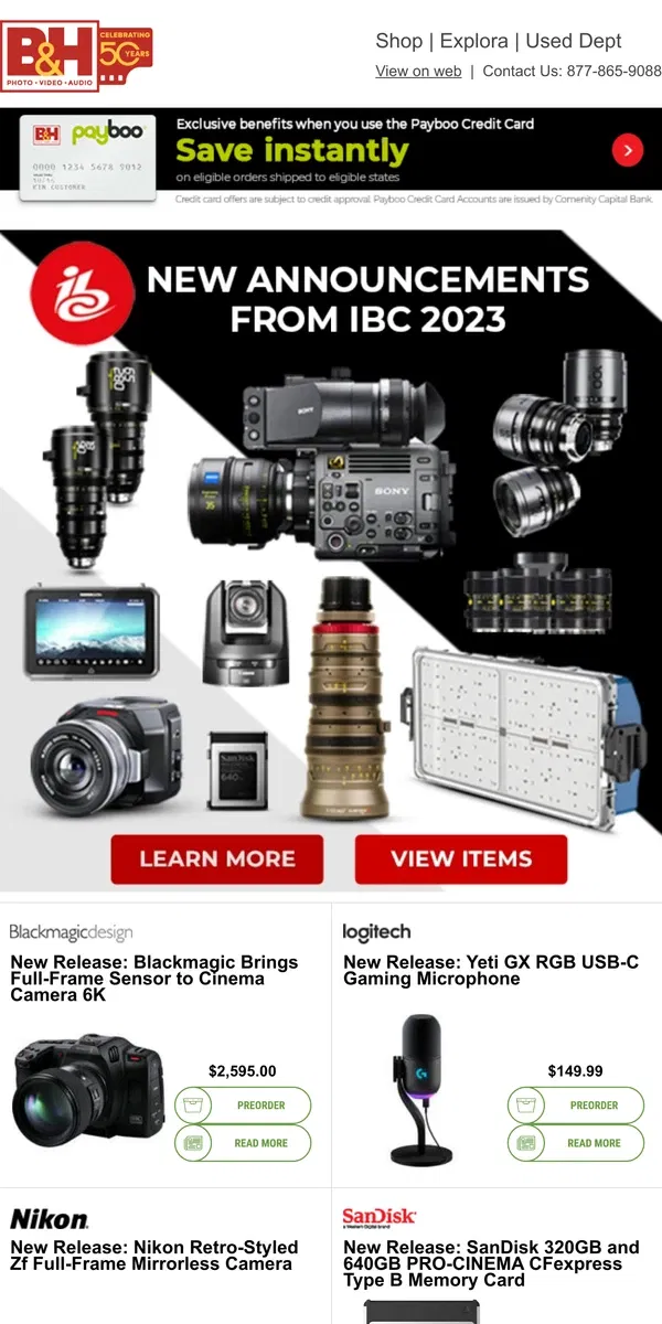 Email from B&H Photo Video. New from Nikon, Logitech, Godox & more | IBC 2023 Roundup