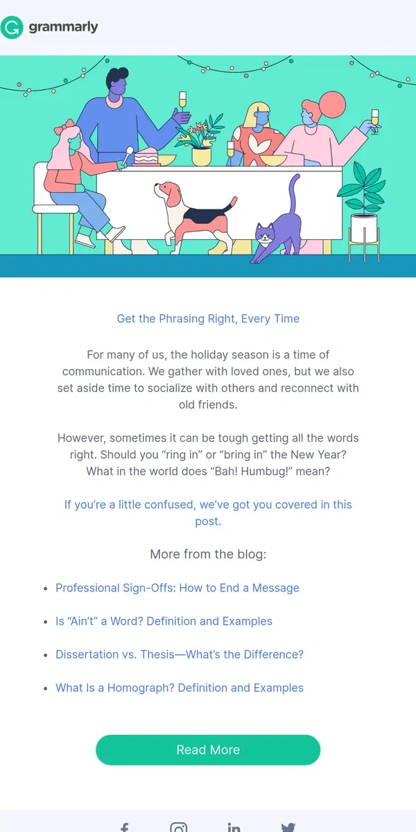 Email from Grammarly. 4 confusing holiday terms 🧐 ☃️