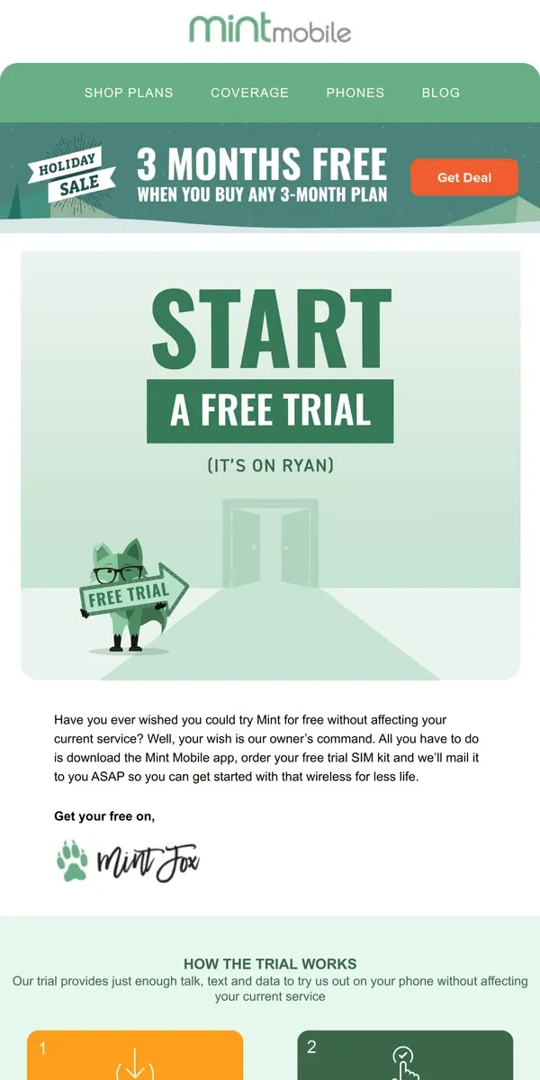 Email from Mint Mobile. Try Mint Mobile for FREE today!