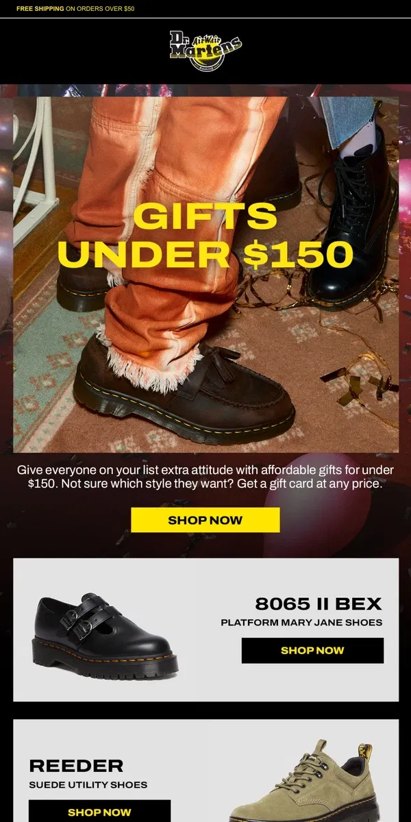 Email from Dr. Martens. The ultimate gift guide