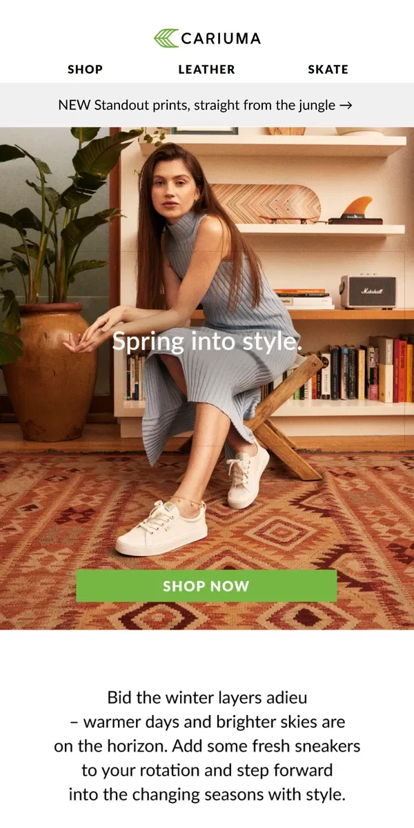 Email from Cariuma. Spring into New Styles