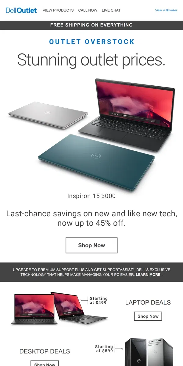 Email from Dell. Dell Outlet: Overstock savings on your favorite tech.