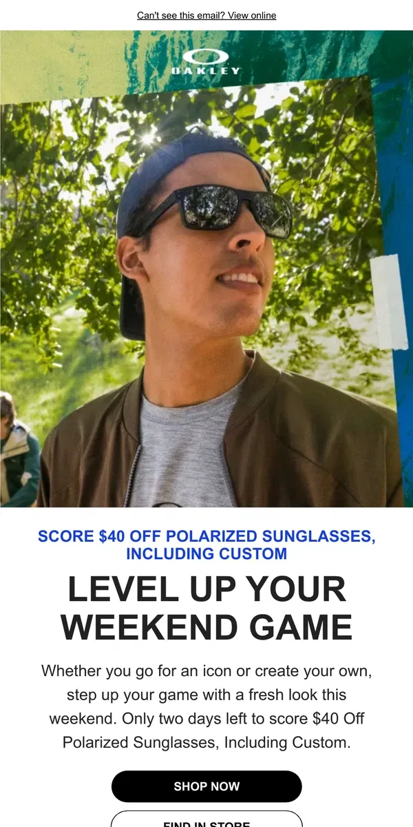 Email from Oakely. MVP, Score $40 Off Polarized Sunglasses