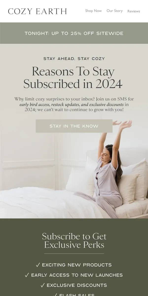 Email from Cozy Earth. Reasons To Stay Subscribed In 2024