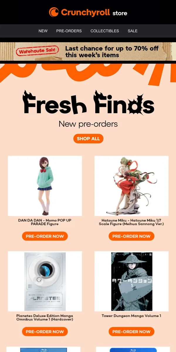 Email from Crunchyroll. New Pre-Orders Have Arrived!