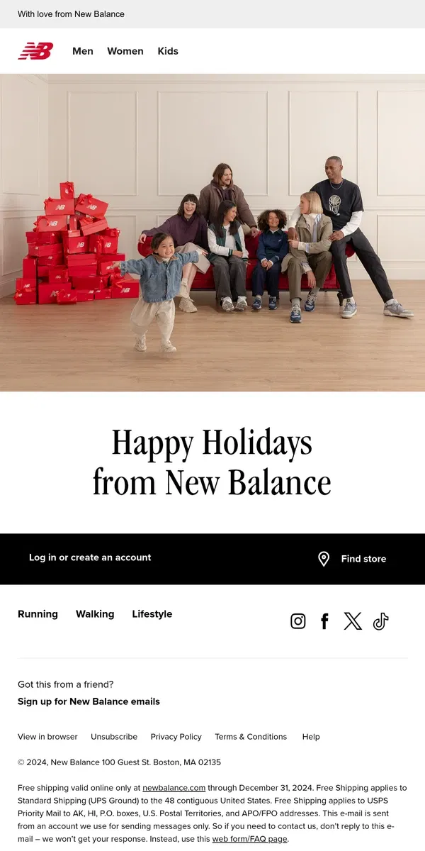 Email from New Balance. Happy Holidays