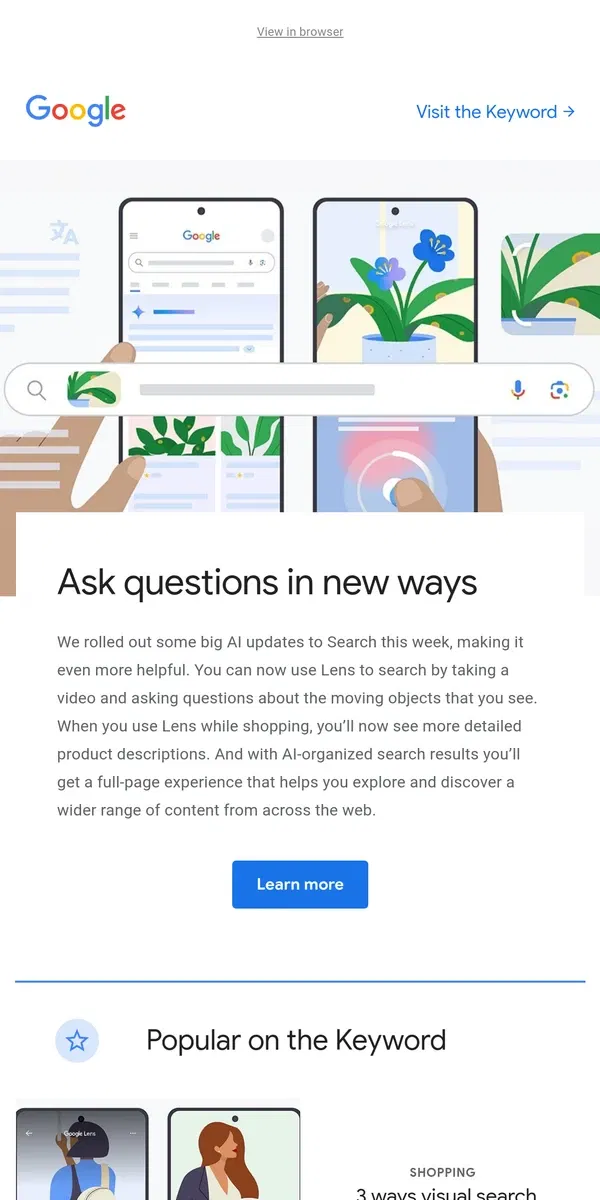 Email from Google. New ways to search what you see