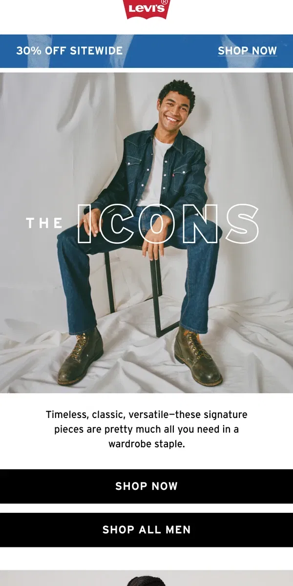 Email from Levi's. The top 3 icons