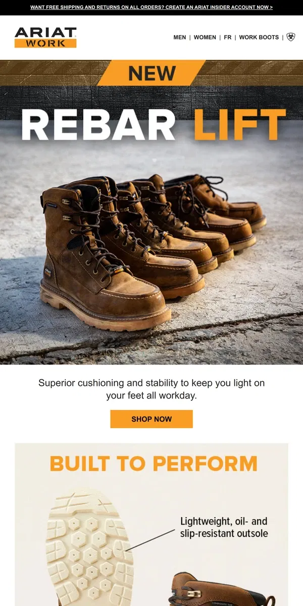 Email from Ariat. Our Newest Work Boot Won't Weigh You Down