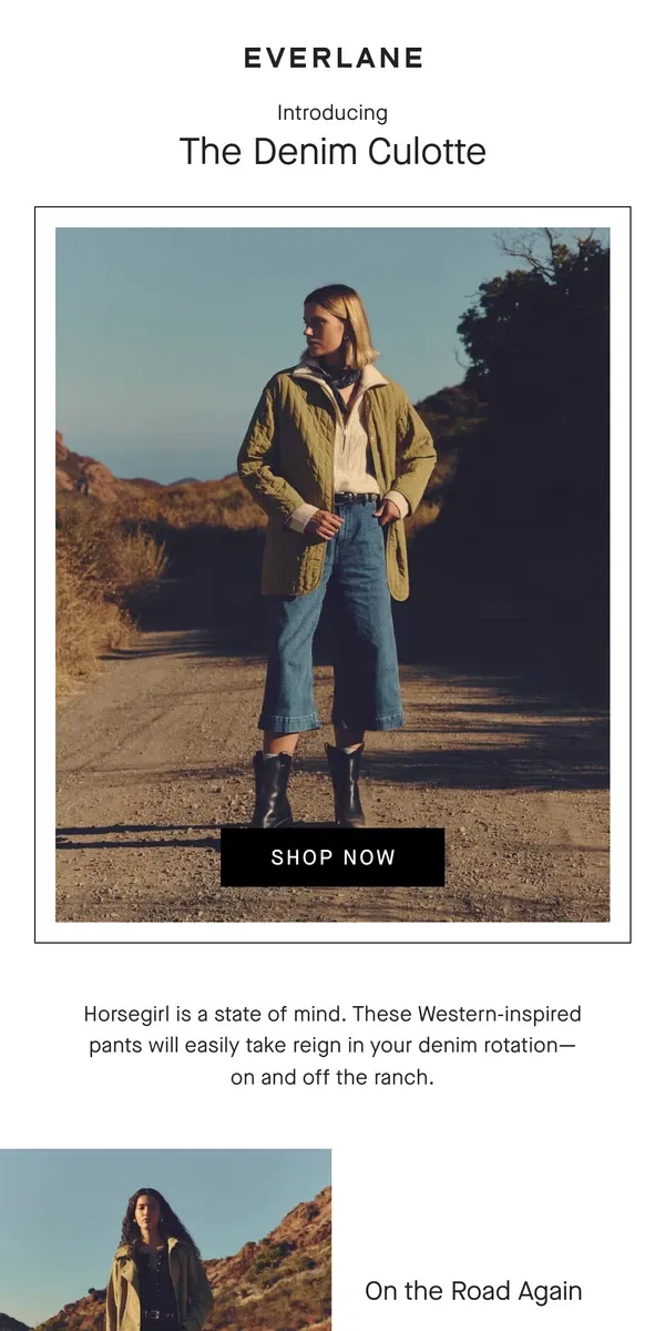 Email from Everlane. Introducing: The Denim Culotte