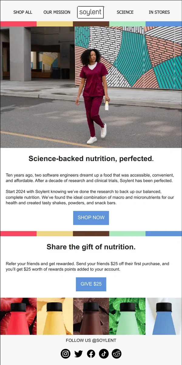 Email from Soylent. New year, perfect nutrition.