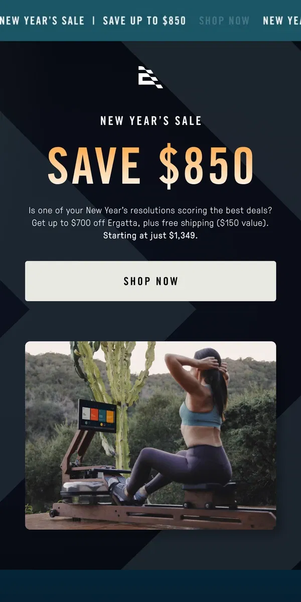 Email from Ergatta. Don’t miss our New Year’s Sale