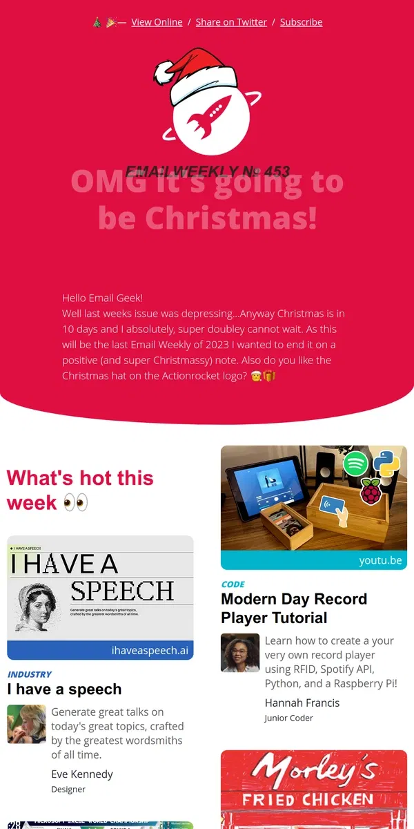 Email from ActionRocket. EmailWeekly #453: ho ho ho 🎅