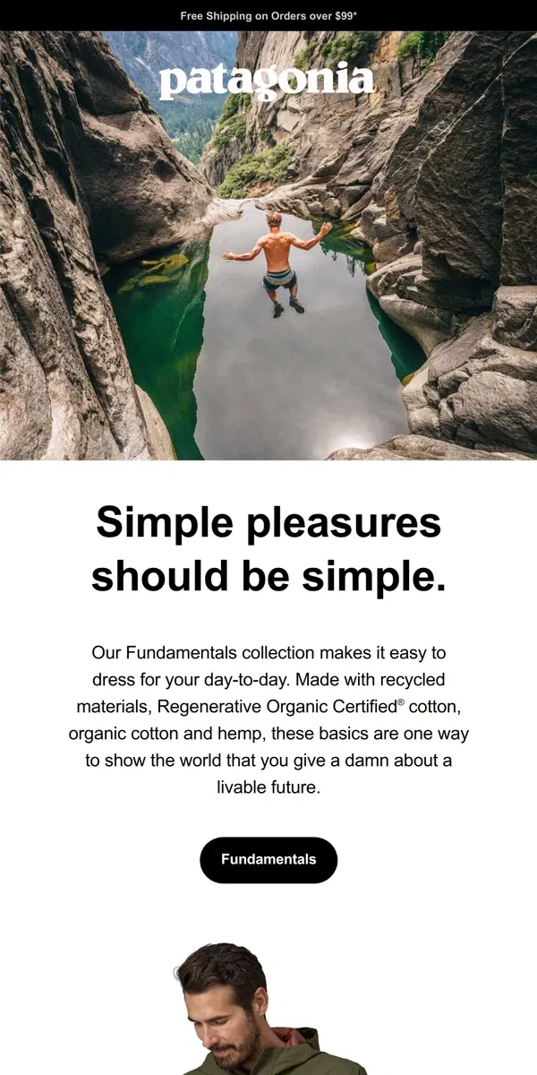 Email from Patagonia. Fundamentals—the everyday basics