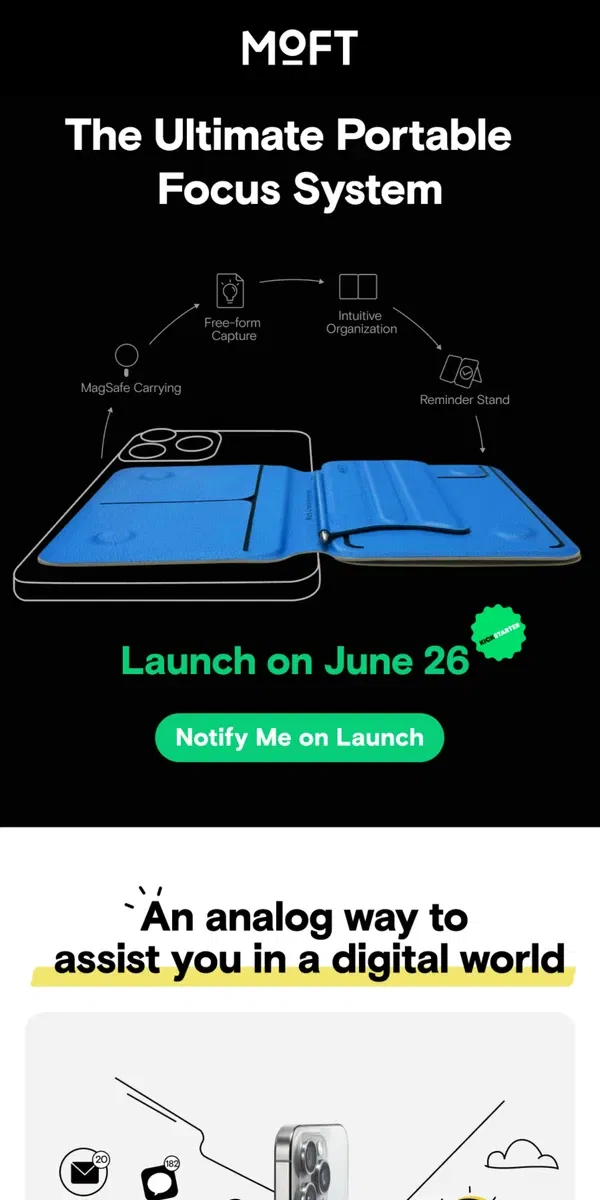 Email from MOFT. Launching on June 26. Discover The Story Behind!