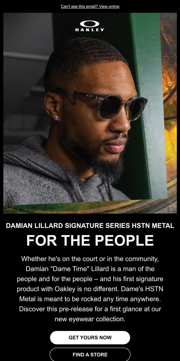 Email from Oakely. Damian-Lillard First Signature Series HSTN Metal