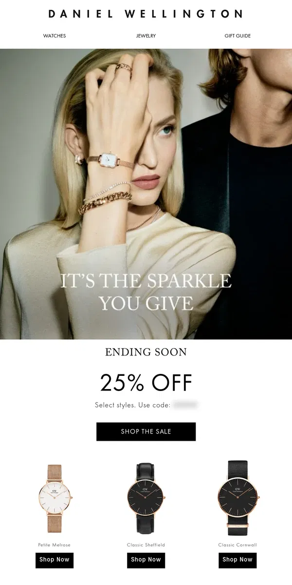 Email from Daniel Wellington. Almost Over - 25% OFF‼️