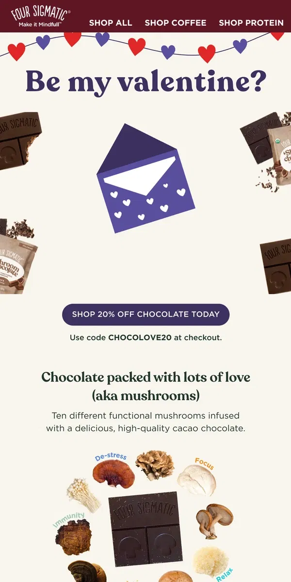 Email from Four Sigmatic. 20% Off Mushroom Chocolate Flash Sale!