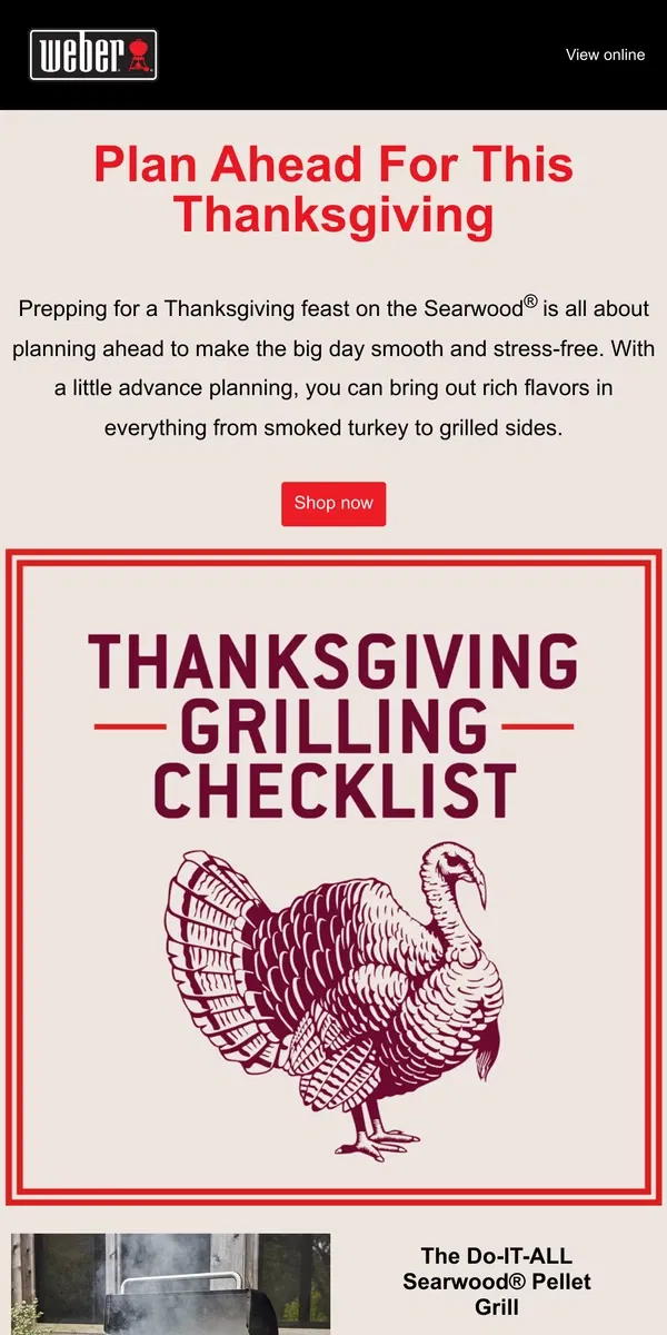 Email from Weber. Simplify Thanksgiving Prep with Our Ultimate Checklist