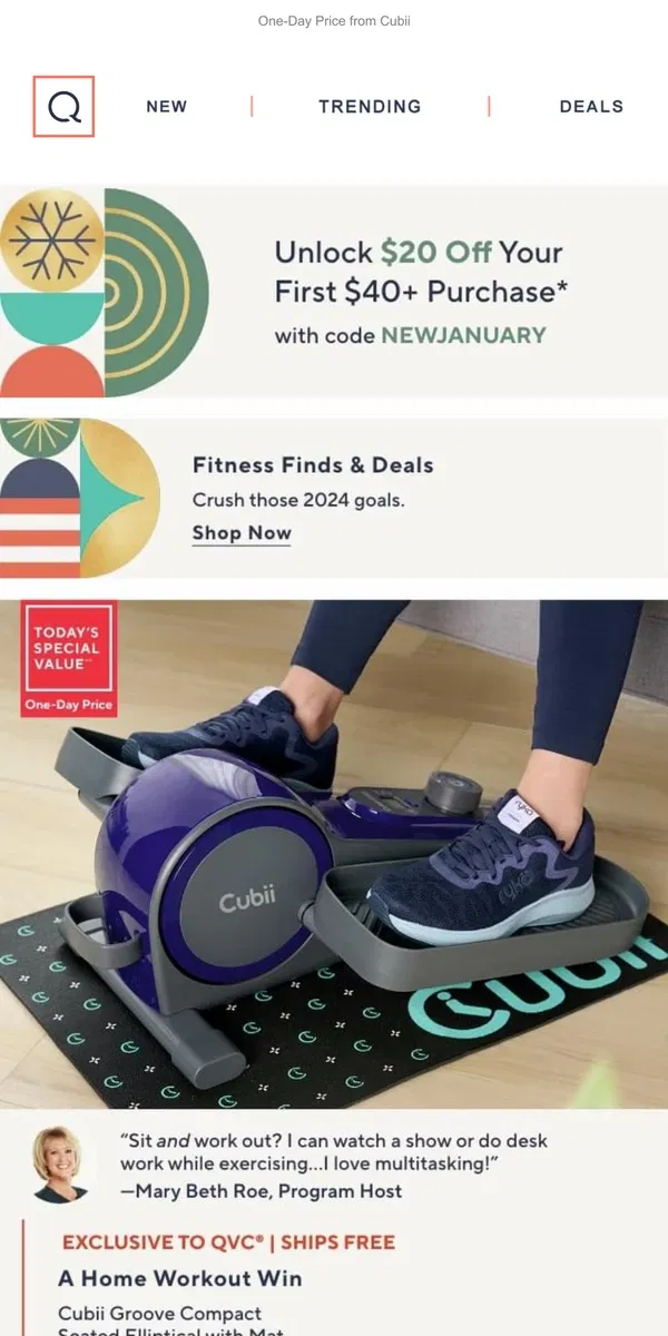 Email from QVC. New & Improved! Seated Elliptical