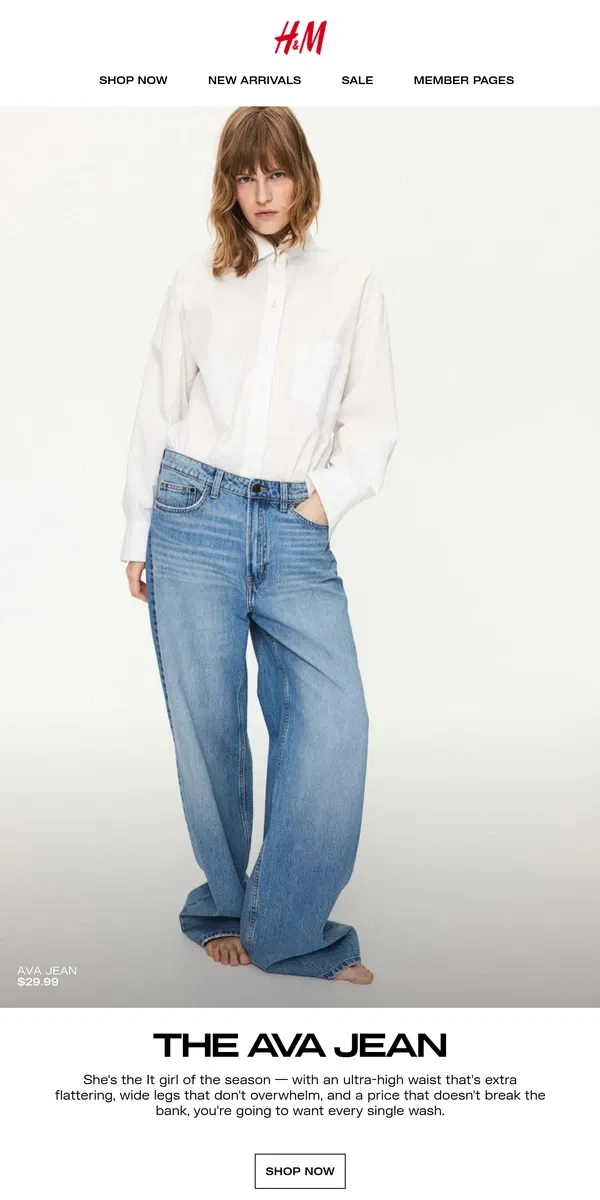 Email from H&M. Meet Ava — your new favorite jean