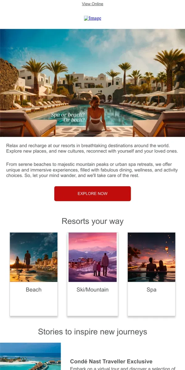 Email from Radisson Hotels. Make your dream of relaxation a reality. Let Your Mind Wander at our breathtaking resort destinations.