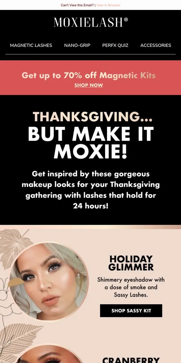 Email from MoxieLash. Get Inspired by Thanksgiving Looks!