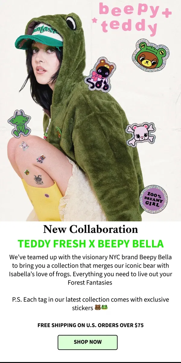 Email from Teddy Fresh. Teddy Fresh x Beepy Bella Available Now! 🐻🐸