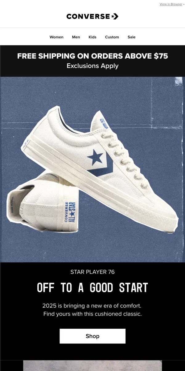 Email from Converse. Your year ahead = super comfortable