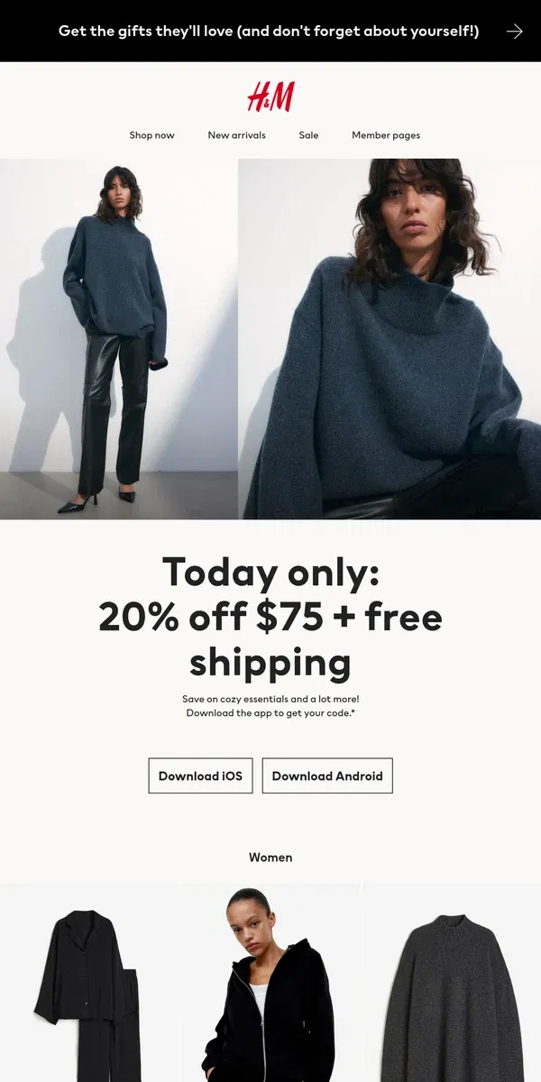 Email from H&M. Get 20% off in the app, today only! 📱