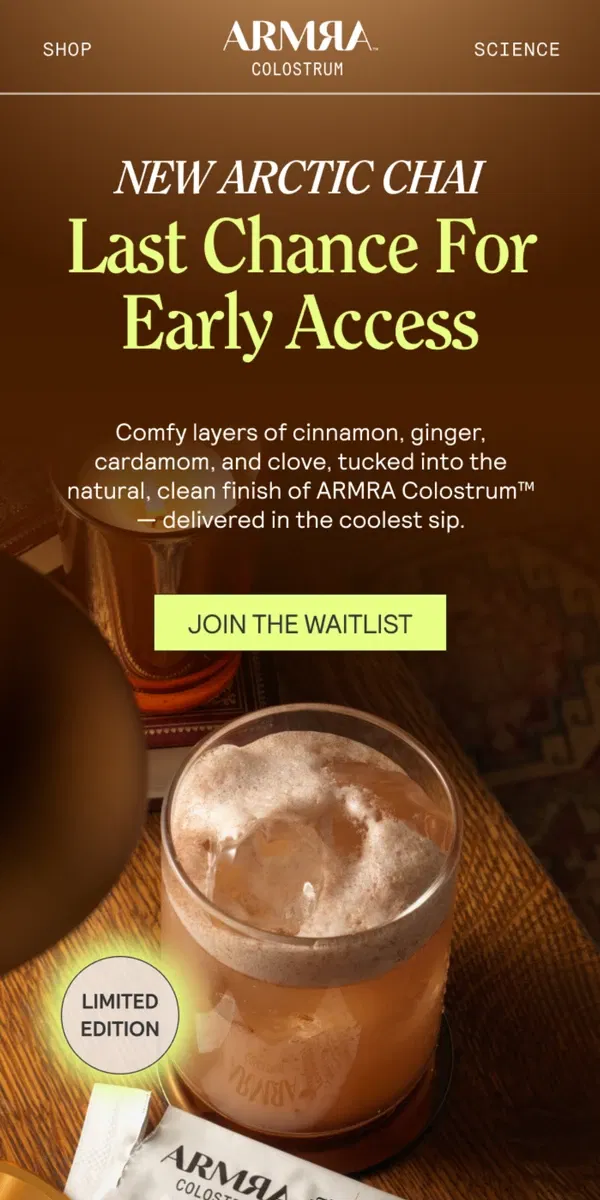 Email from ARMRA Colostrum. We Got Ahead Of Ourselves