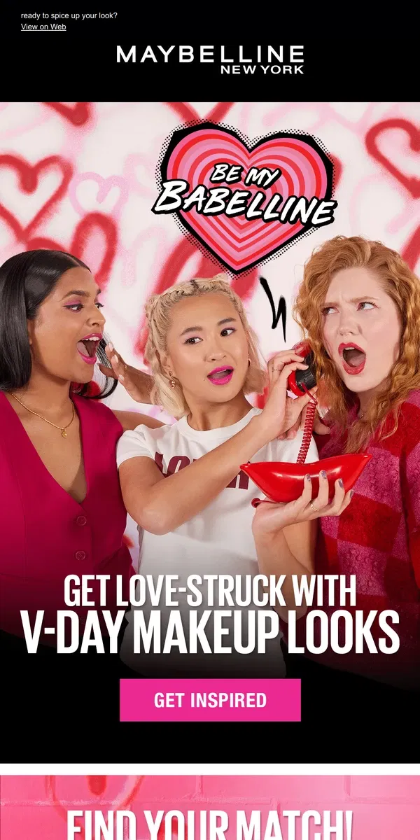 Email from Maybelline. NEW! v-day glam guide 💄💕