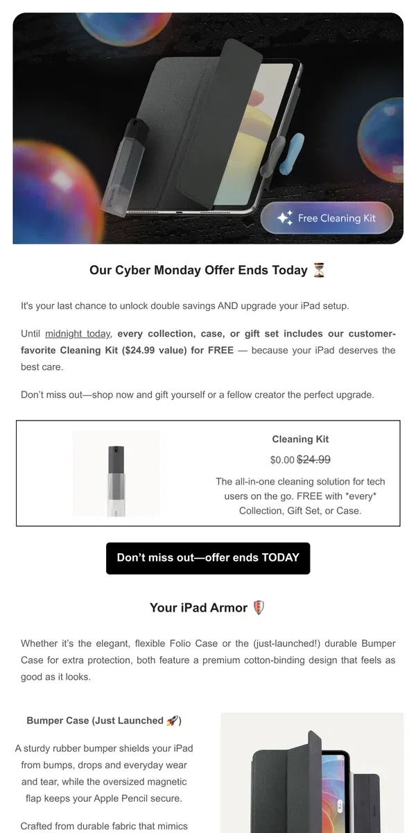 Email from Paperlike. ⏳ Don't Miss Out - Free Cleaning Kit Offer Ends TODAY!