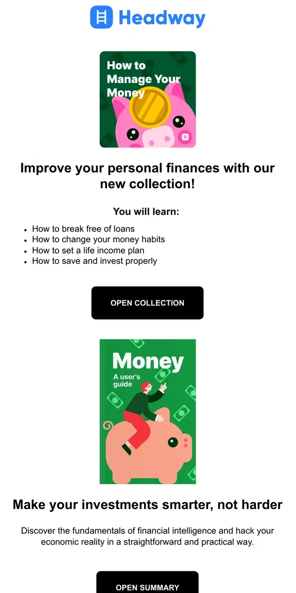 Email from Headway. 🤑 How to manage your money?