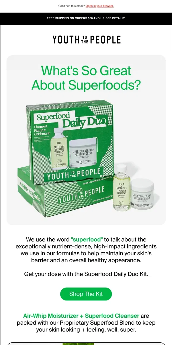 Email from Youth To The People. Superfoods At Your Service!