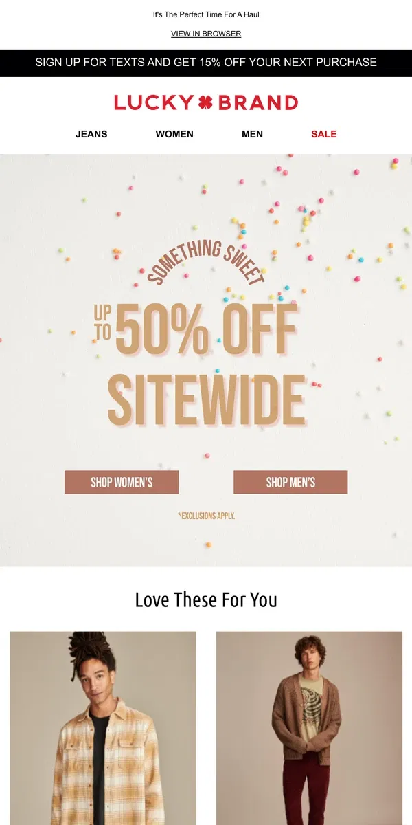 Email from Lucky Brand. Your Next Outfit Is Up To 50% Off