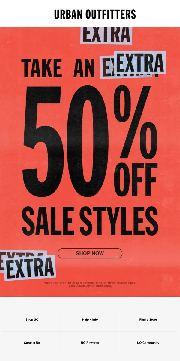 Email from Urban Outfitters. 💥extra 50% OFF💥 all SALE ITEMS →