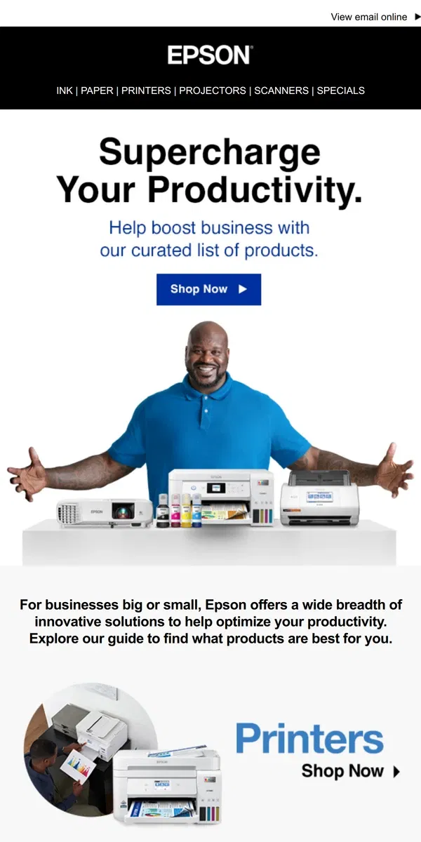 Email from Epson. Introducing: Back to Business Buyer's Guide