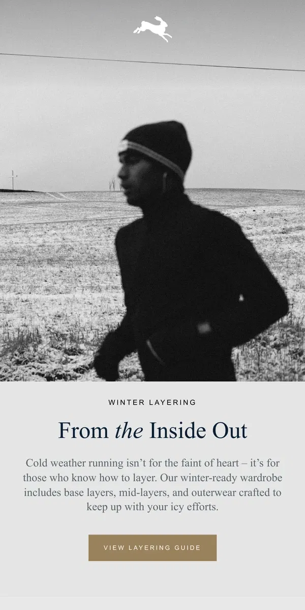 Email from Tracksmith. Our Guide to Winter Layering